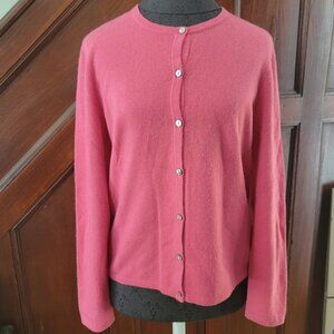 Charter Club Women's size M 2-Ply Cashmere Cardigan Sweater Button pink